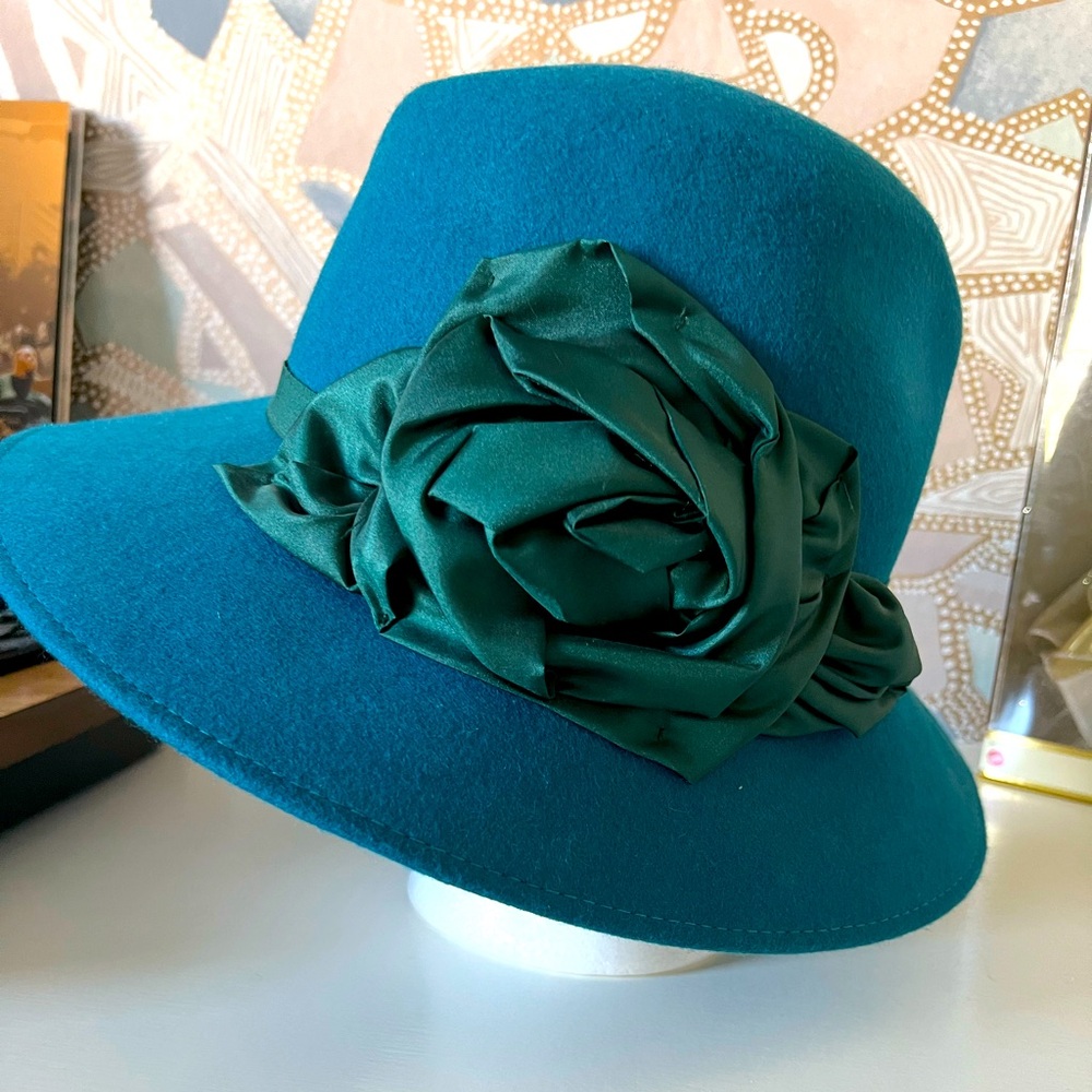 Teal felt hat